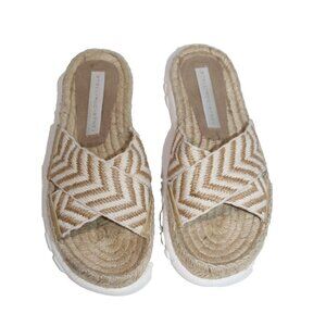 Stella McCartney Woven-Rope Espadrille Slides in Beige Jute White Rubber Sole 36